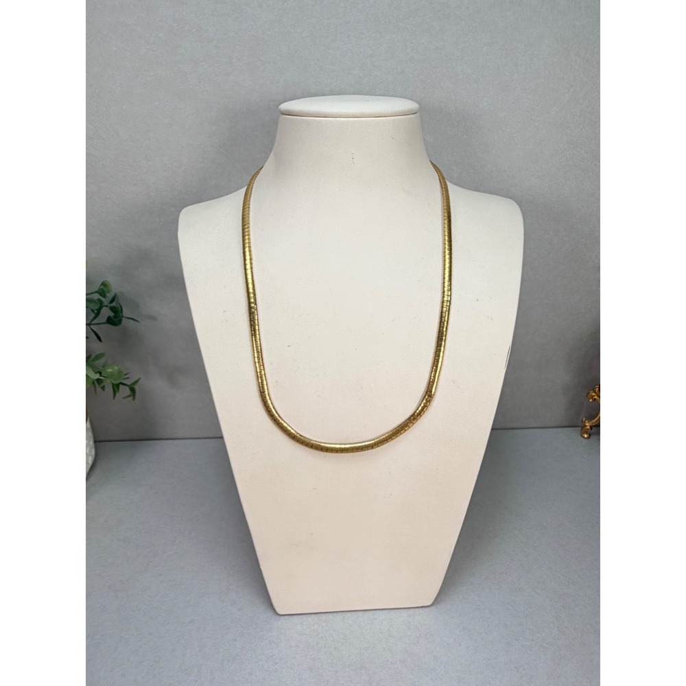 Vintage Gold Tone Snake Chain Necklace Classic Minimalist Signed 18"